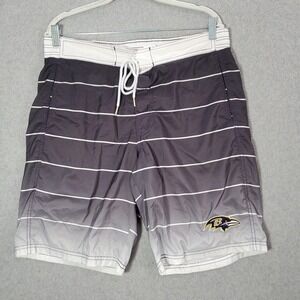 Baltimore Ravens Men Swimwear M Gray Ombre Trunks Logo Embroidered Outdoor Beach
